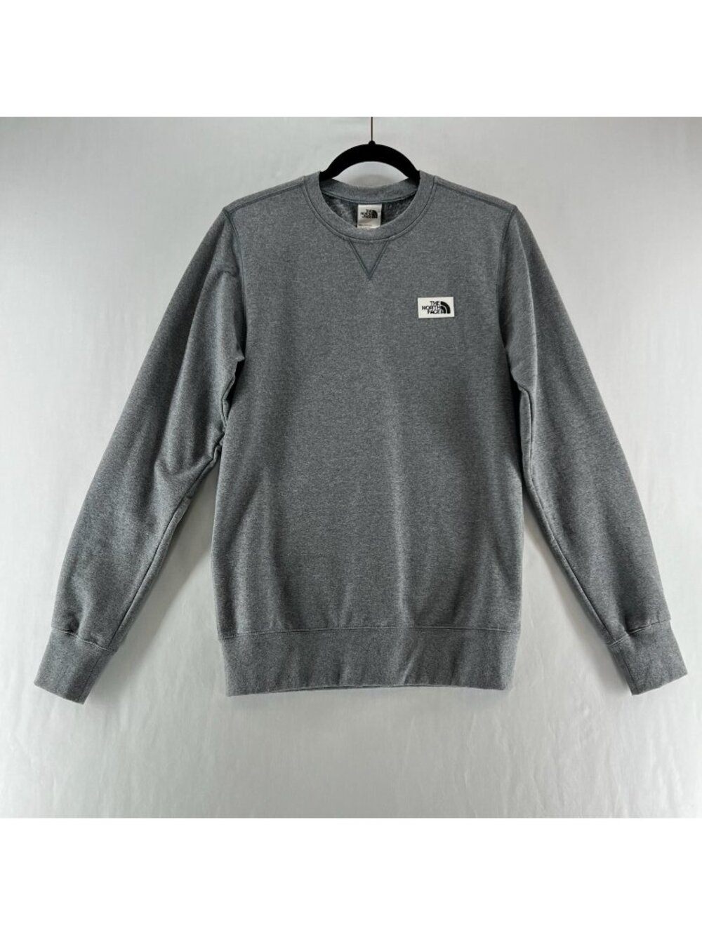 The North Face Heritage Patch Sweatshirt Mens XS Fleece Crew Neck Pullover Gray